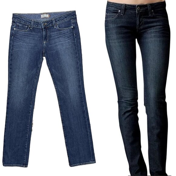 PAIGE Premium Denim Heights Y2K Jeans Low Rise Straight Leg Medium wash sz 31 - Picture 1 of 8